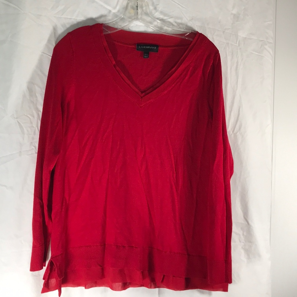 Lane Bryant red V-neck sweater